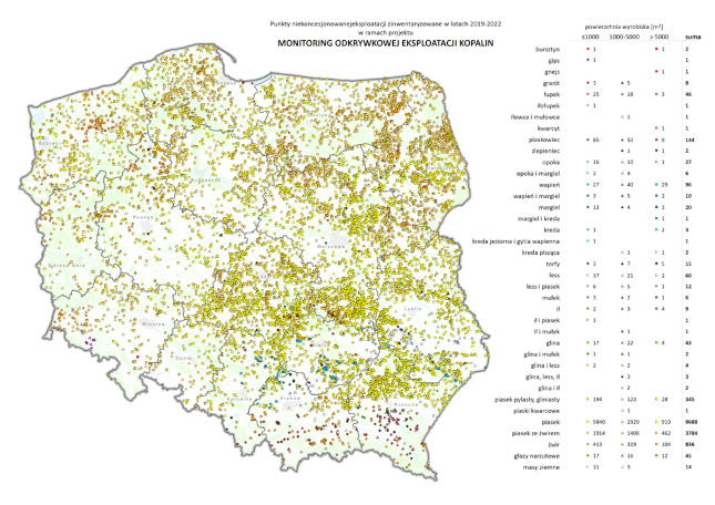 mapa punktów niekoncesjonowanej eksploatacji